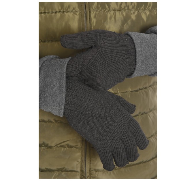 Перчатки мужские вязаные утепленные черного цвета двойные 186194L