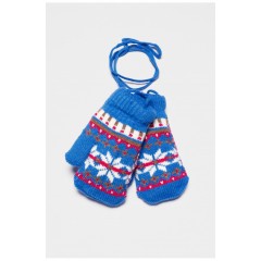 Перчатки детские утепленные голубого цвета с рисунком 186503L