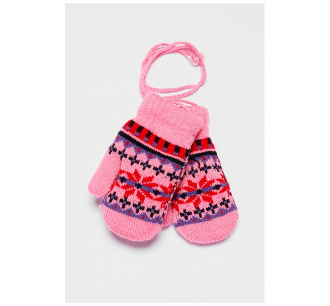 Рукавички дитячі утеплені рожевого кольору з малюнком 186504L