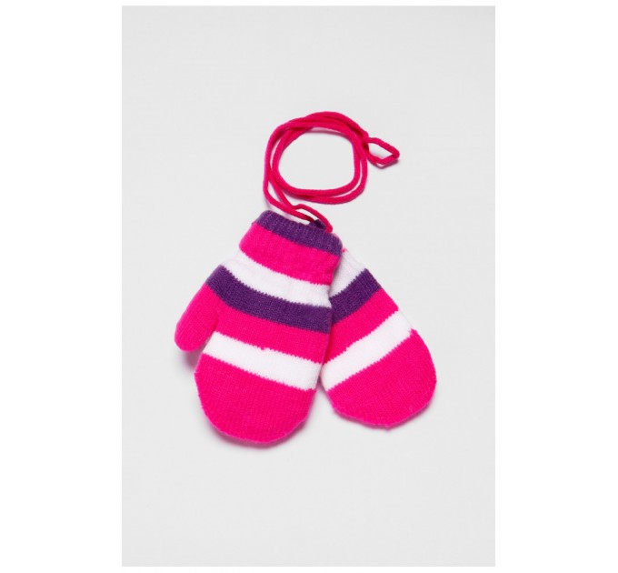 Перчатки детские утепленные розового цвета в полоску 186512L