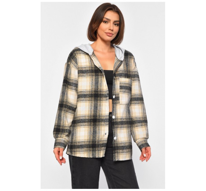 Сорочка жіноча в клітинку чорного кольору 186674L