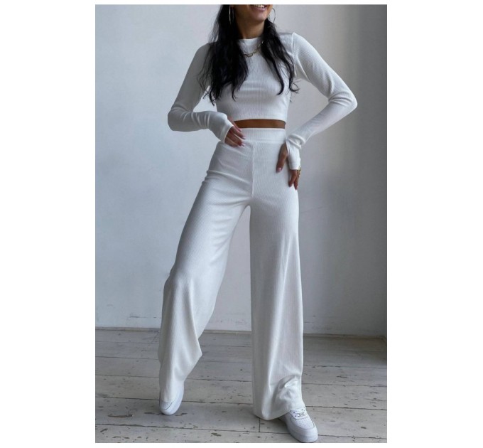 Костюм жіночий в рубчик білого кольору 186980L