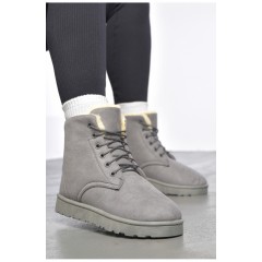 Черевики жіночі зимові на хурті сірого кольору 187029L