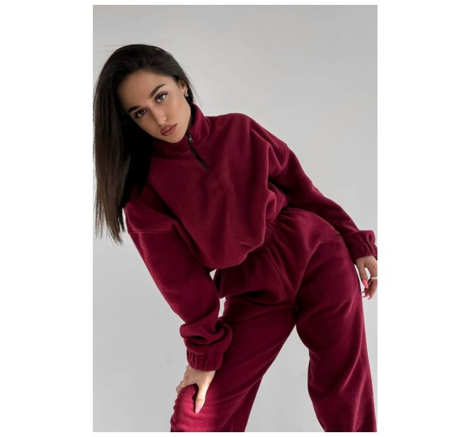 Спортивный женский костюм бордового цвета 187054L