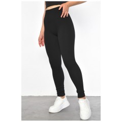 Лосини жіночі в рубчик на байці чорного кольору 187155L