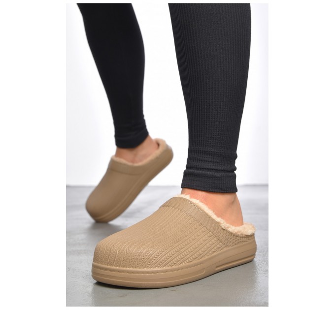 Калоші жіночі без задника утеплені бежевого кольору 187167L