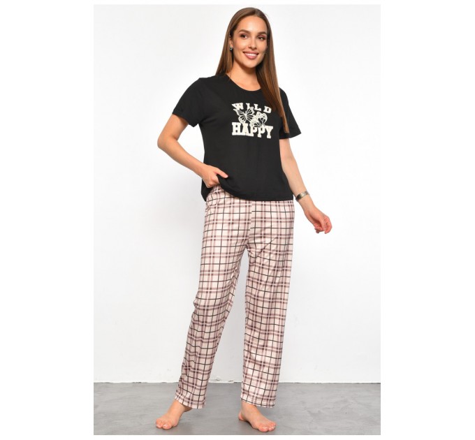 Женская пижама черного цвета с принтом 187382L