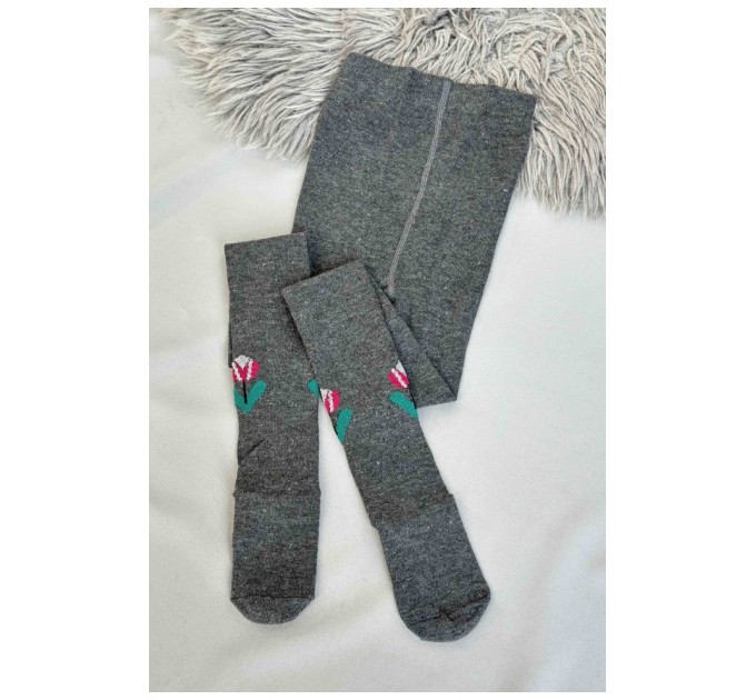 Колготи дитячі для дівчинки темно-сірого кольору 187607L