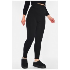 Лосини жіночі напівбатальні на штучному хутрі чорного кольору 187635L