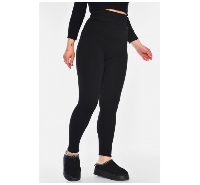 Лосини жіночі напівбатальні на штучному хутрі чорного кольору 187635L