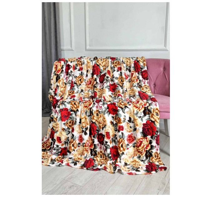 Плед белый с принтом размер 180*220 187664L