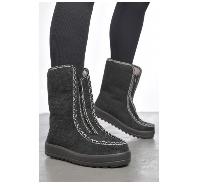 Бурки жіночі на хутрі чорно-сірого кольору 187722L