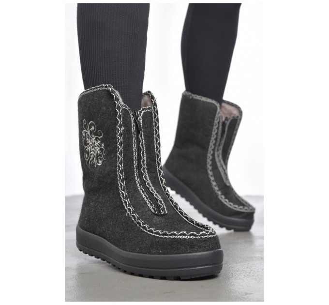 Бурки жіночі на хутрі чорно-сірого кольору 187723L