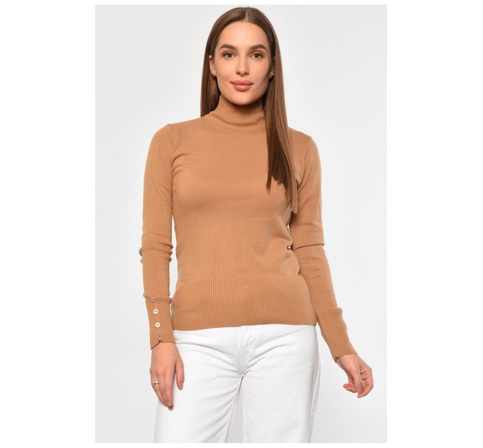 Гольф жіночий однотонний бежевого кольору 187870L