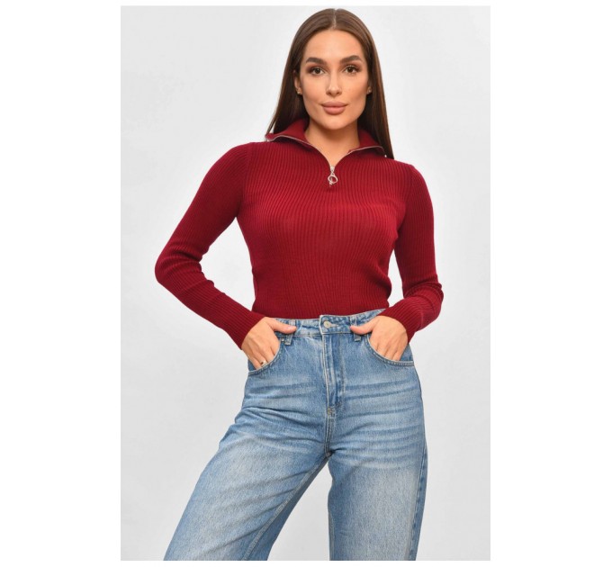 Гольф женский однотонный бордового цвета 187884L