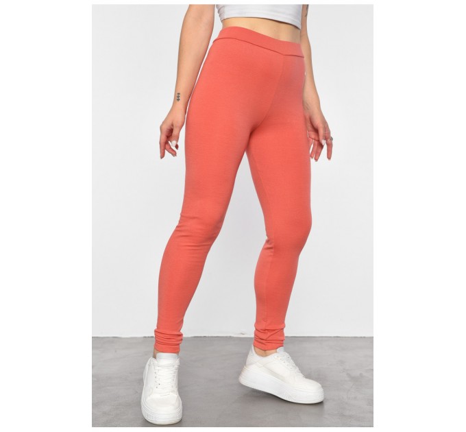 Лосини жіночі однотонні коралового кольору 187942L