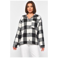 Рубашка женская в клетку теплая черного цвета 188279L