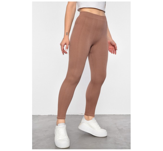 Лосини жіночі в рубчик кольору мокко 188394L