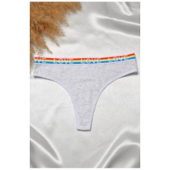 Стрінги жіночі бавовняні з написом сірого кольору 188690L