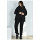 Спортивний костюм жіночий напівбатальний трійка на флісі чорного кольору 188982L