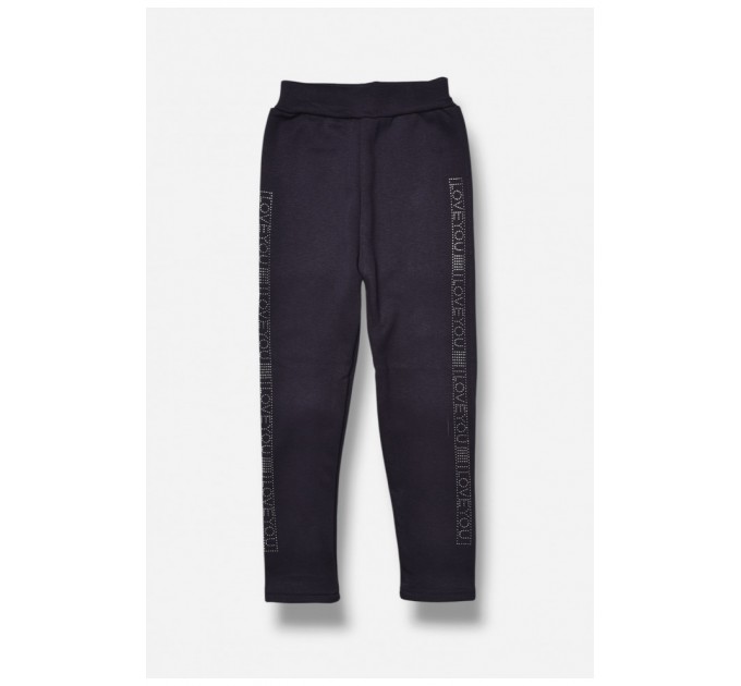 Лосіни дитячі для дівчинки на флісі темно-синього кольору 189218L