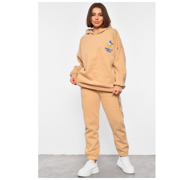 Спортивний костюм жіночий на флісі бежевого кольору 189219L