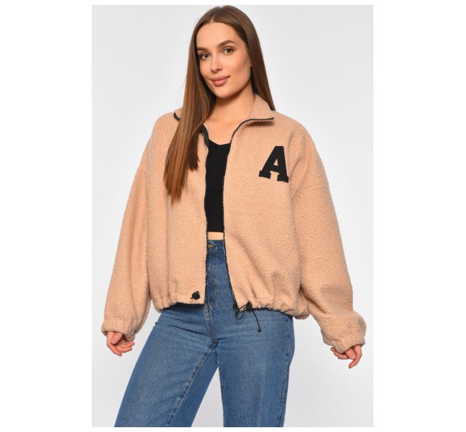 Женская кофта на молнии бежевого цвета 189249L