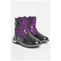 Черевики дитячі демісезонні чорного кольору на флісі 189452L