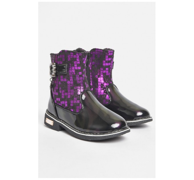 Черевики дитячі демісезонні чорного кольору на флісі 189452L