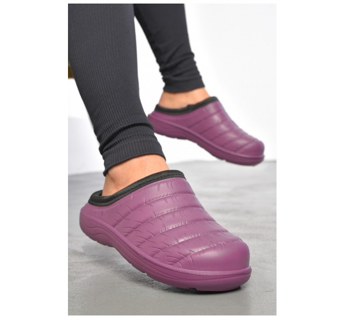 Калоші жіночі без задника утеплені бордового кольору 189543L