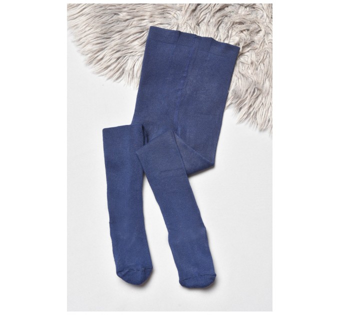Колготи дитячі махрові для дівчинки темно-синього кольору 189563L