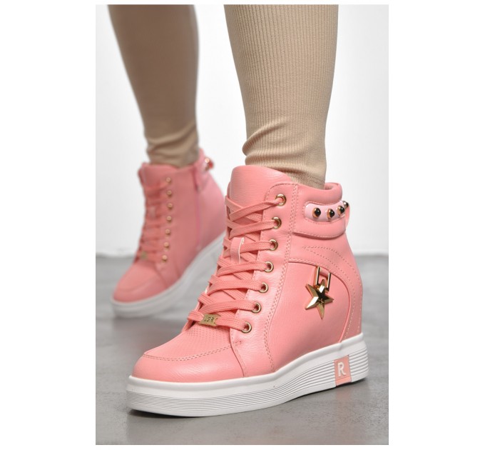 Черевики жіночі зимові на хурті рожевого кольору 189771L