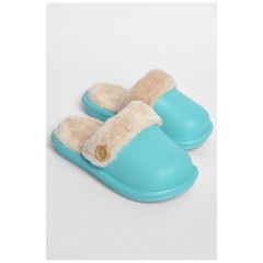 Тапочки детские бирюзового цвета на меху 190007L