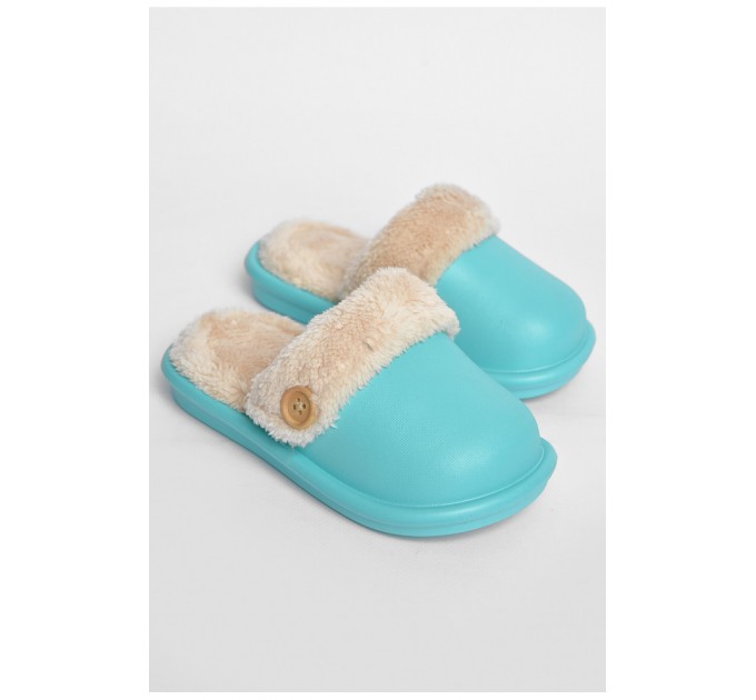 Тапочки детские бирюзового цвета на меху 190007L