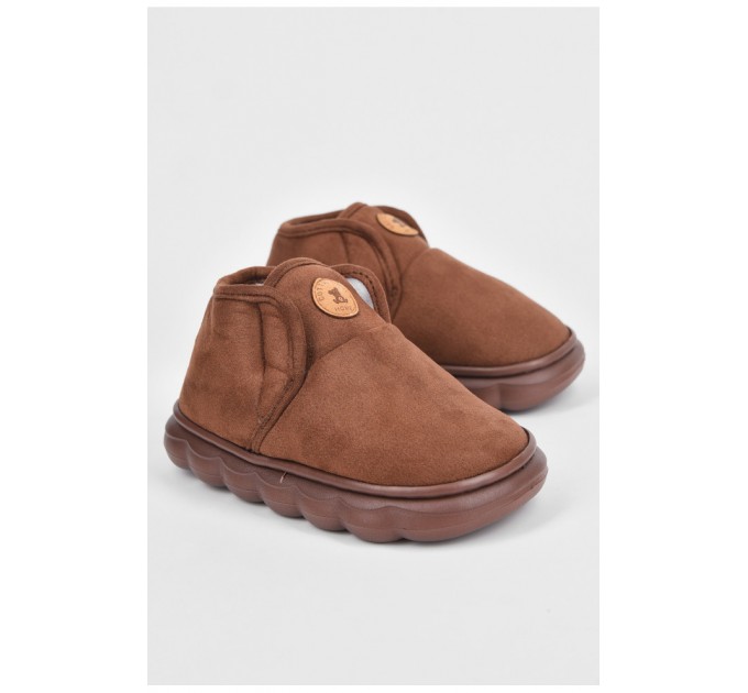 Тапочки детские коричневого цвета на меху 190103L