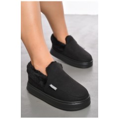 Капці домашні жіночі на хутрі чорного кольору 190248L Капці домашні жіночі на хутрі чорного кольору 190248L