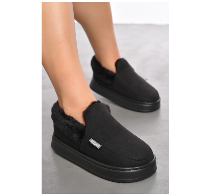 Капці домашні жіночі на хутрі чорного кольору 190248L