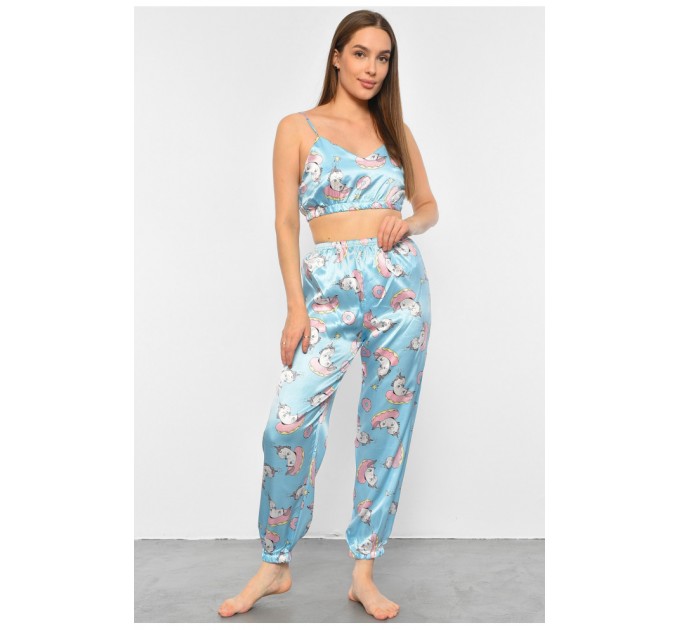 Женская пижама с рисунком голубого цвета 190409L