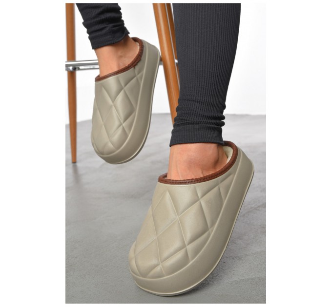 Калоші без задника утеплені бежевого кольору 190831L