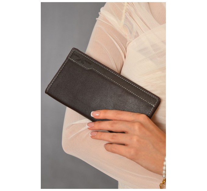 Кошелек женский из экокожи коричневого цвета 191202L