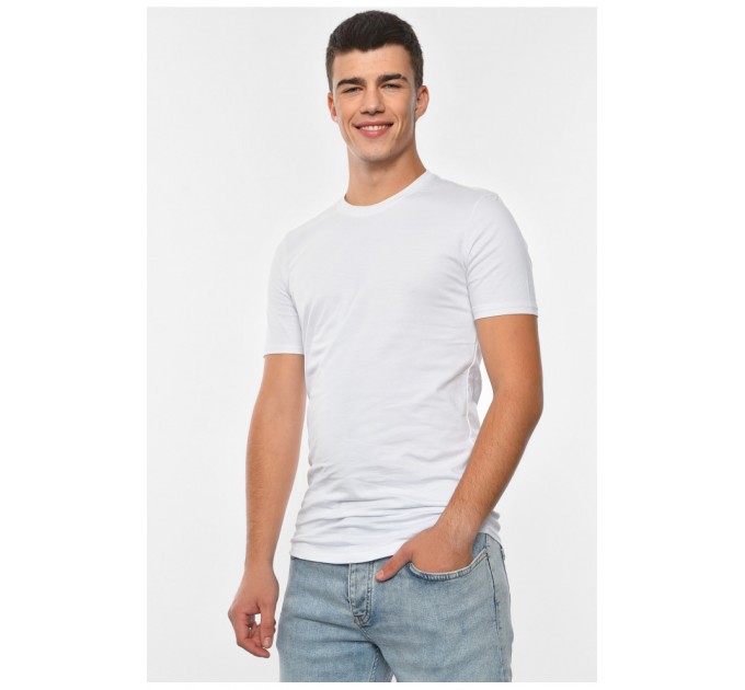 Футболка чоловіча однотонна білого кольору 191689L