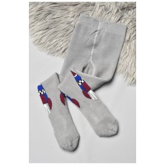 Колготи дитячі махрові для хлопчика сірого кольору з малюнком 191754L