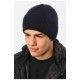 Шапка чоловіча з підворотом на флісе темно-синього кольору 191803L