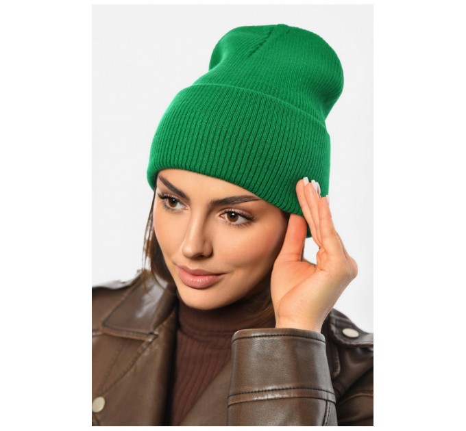 Шапка женская демисезонная зеленого цвета 191903L