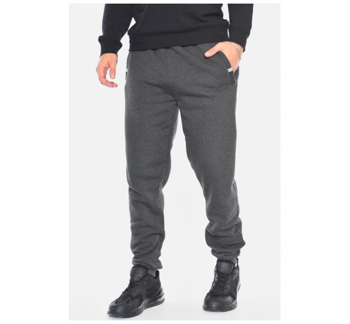 Спортивні штани чоловічі на флісі темно-сірого кольору 192579L
