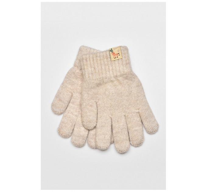 Перчатки детские с однотонным начесом бежевого цвета 192698L