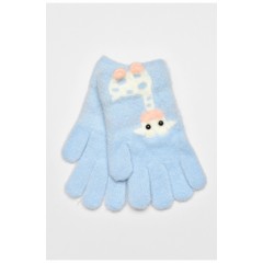 Детские перчатки с начесом голубого цвета с рисунком 192701L Детские перчатки с начесом голубого цвета с рисунком 192701L
