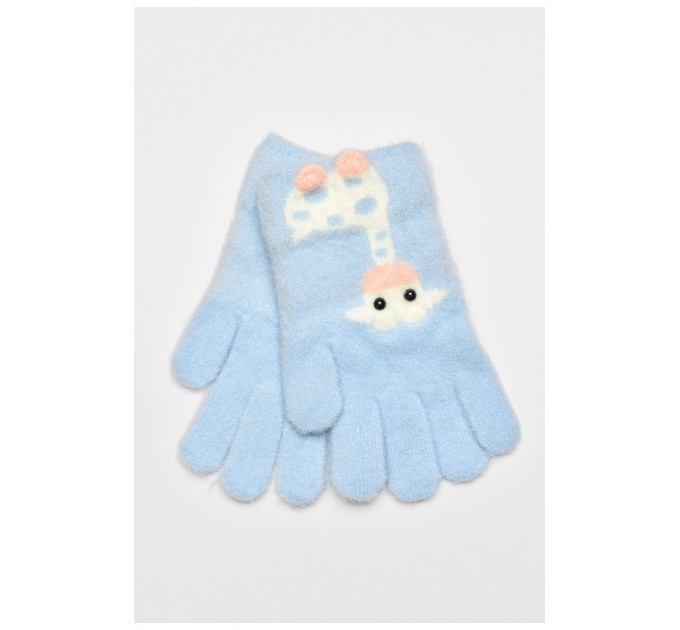 Детские перчатки с начесом голубого цвета с рисунком 192701L