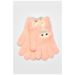 Детские перчатки с начесом розового цвета с рисунком 192704L Детские перчатки с начесом розового цвета с рисунком 192704L
