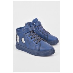 Детские кроссовки темно-синего цвета на шнуровке 192712L